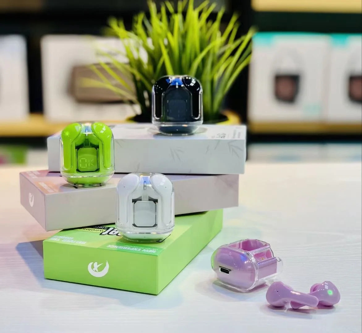 Air 31 Transparent Wireless Earbuds with Pouch and Lanyard