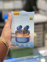 U60 TWS Wireless Bluetooth Earbuds – HD Stereo Sound, LED Display, Touch Control, Bluetooth 5.1 & Noise Reduction