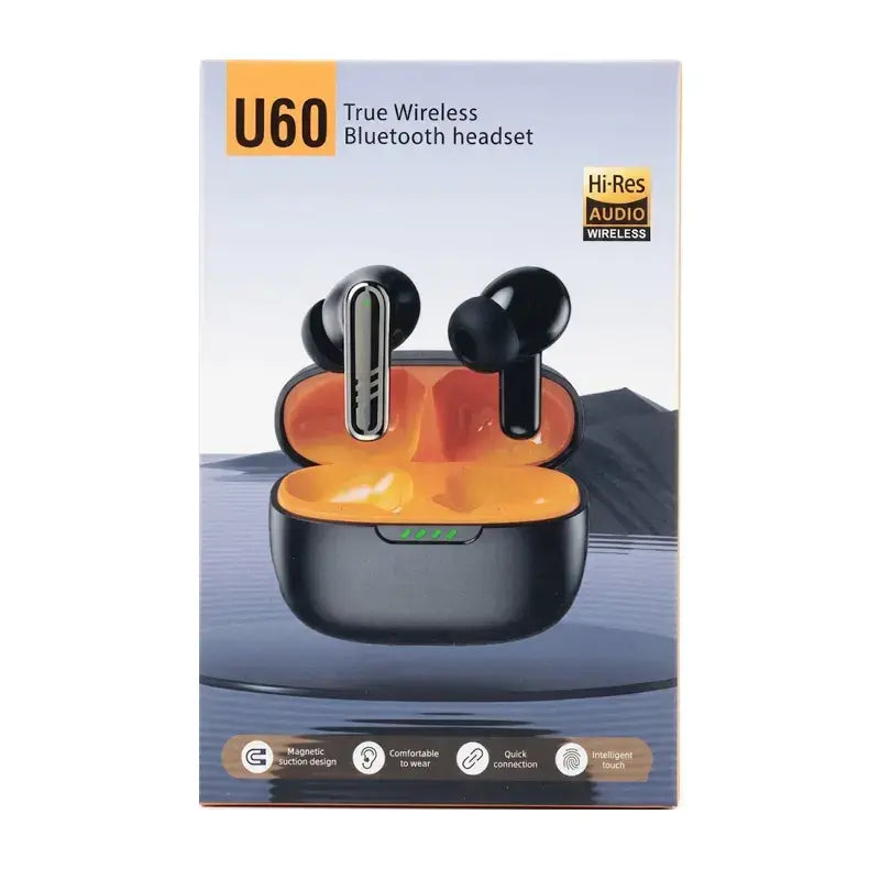 U60 TWS Wireless Bluetooth Earbuds – HD Stereo Sound, LED Display, Touch Control, Bluetooth 5.1 & Noise Reduction