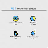 U39 Wireless Bluetooth Earbuds – HD Stereo Sound, Touch Control, Long Battery Life & Bluetooth 5.3 TWS Earbuds