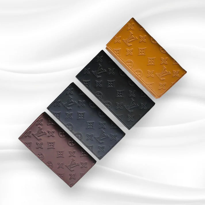 Premium LV Leather Long Wallet for Men – Luxury Designer Wallet with Card Slots & Mobile Pocket