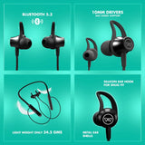 WINGS Phantom 205 Bluetooth Neckband – Touch Controls, 50-Hour Battery & Game Mode (Teal)