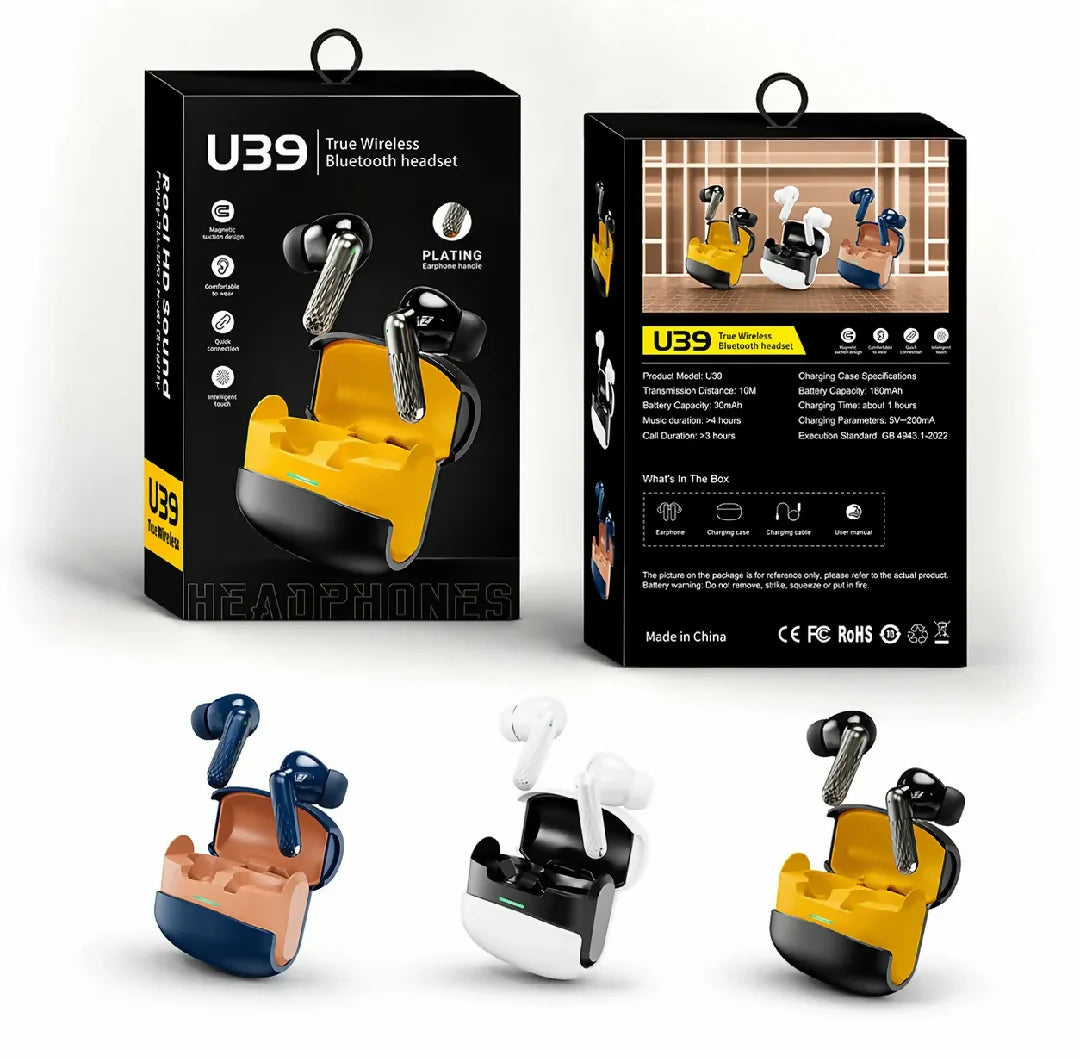 U39 Wireless Bluetooth Earbuds – HD Stereo Sound, Touch Control, Long Battery Life & Bluetooth 5.3 TWS Earbuds