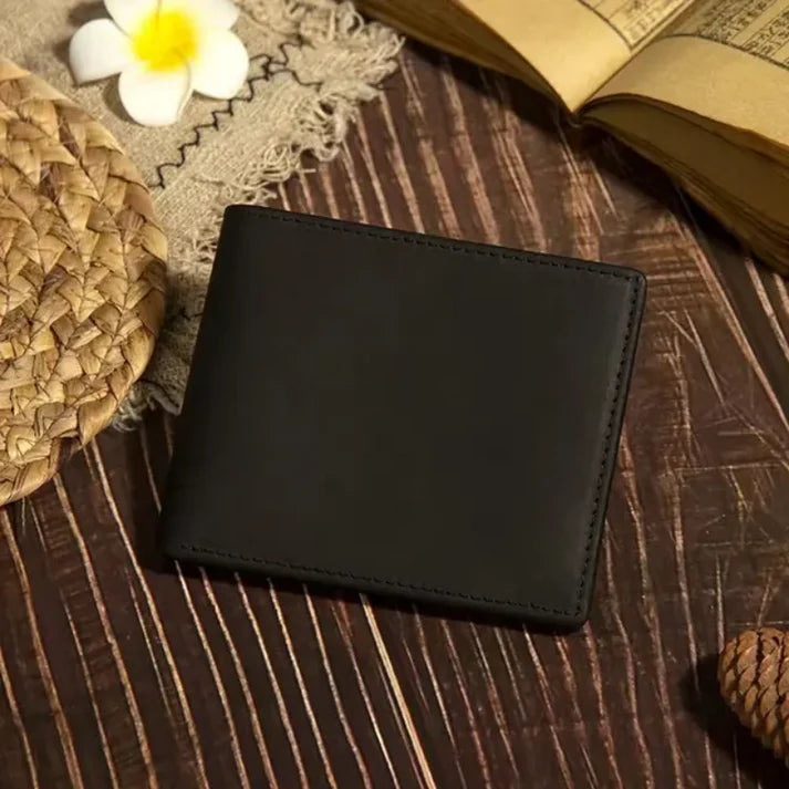Genuine Leather Bi-Fold Slim Wallet for Men – with 6 Card Slots & Cash Compartments