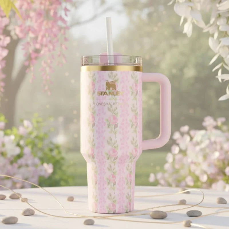 Stanley 40 OZ LoveShackFancy Quencher H2.0 FlowState™ Tumbler – Blooming Heirloom Edition