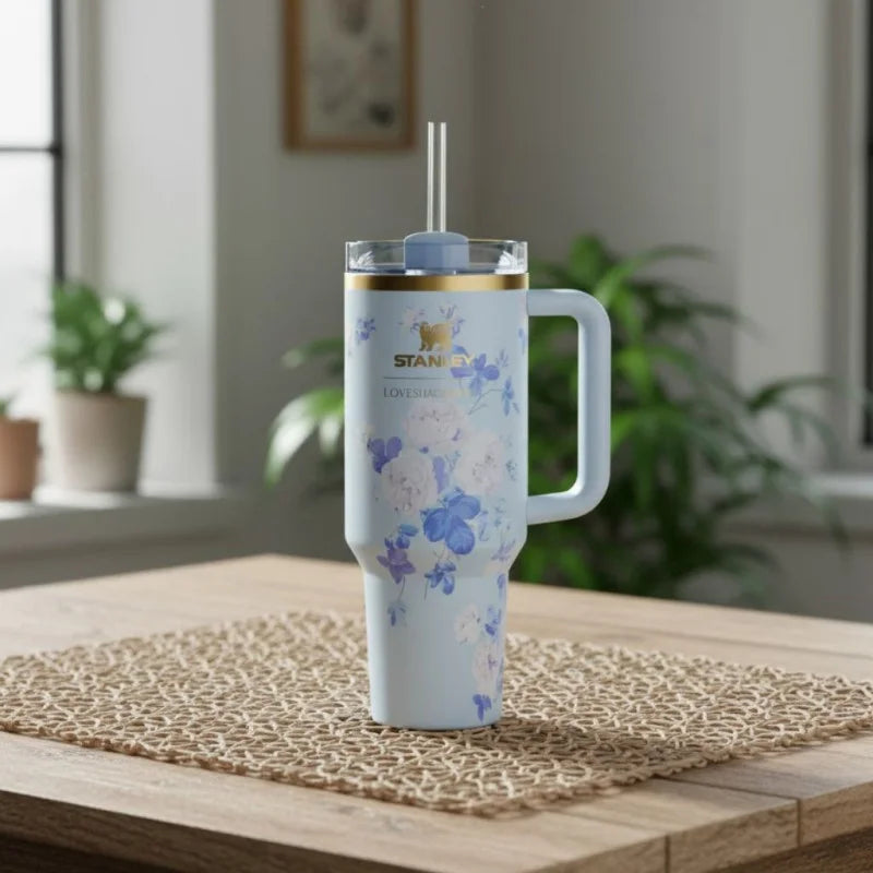 Stanley 40 OZ LoveShackFancy Quencher H2.0 FlowState™ Tumbler – Everblooming Rosettes Edition