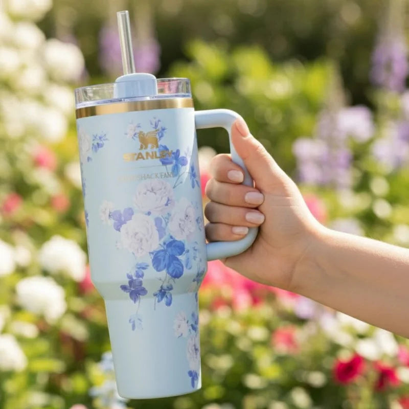 Stanley 40 OZ LoveShackFancy Quencher H2.0 FlowState™ Tumbler – Everblooming Rosettes Edition