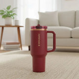 Stanley 40 OZ Gilded Pomegranate Flip Straw Tumbler – Insulated Stainless Steel Tumbler