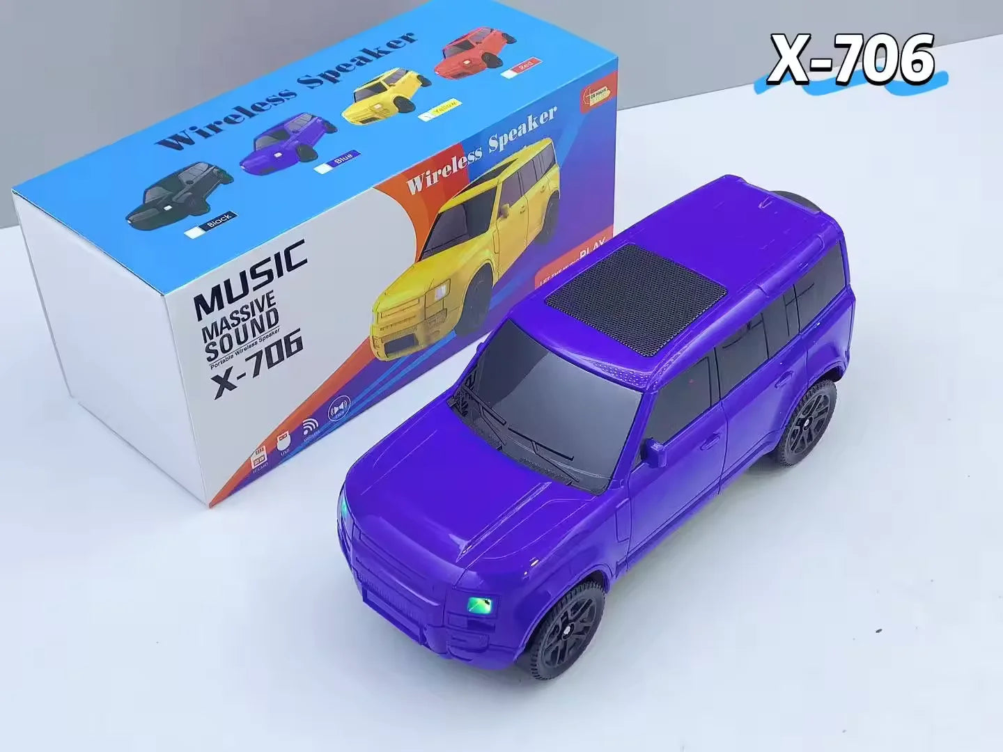 X-706 Outdoor Wireless Bluetooth Speaker – SUV Car Design, LED Lights, USB/SD & Portable Sound