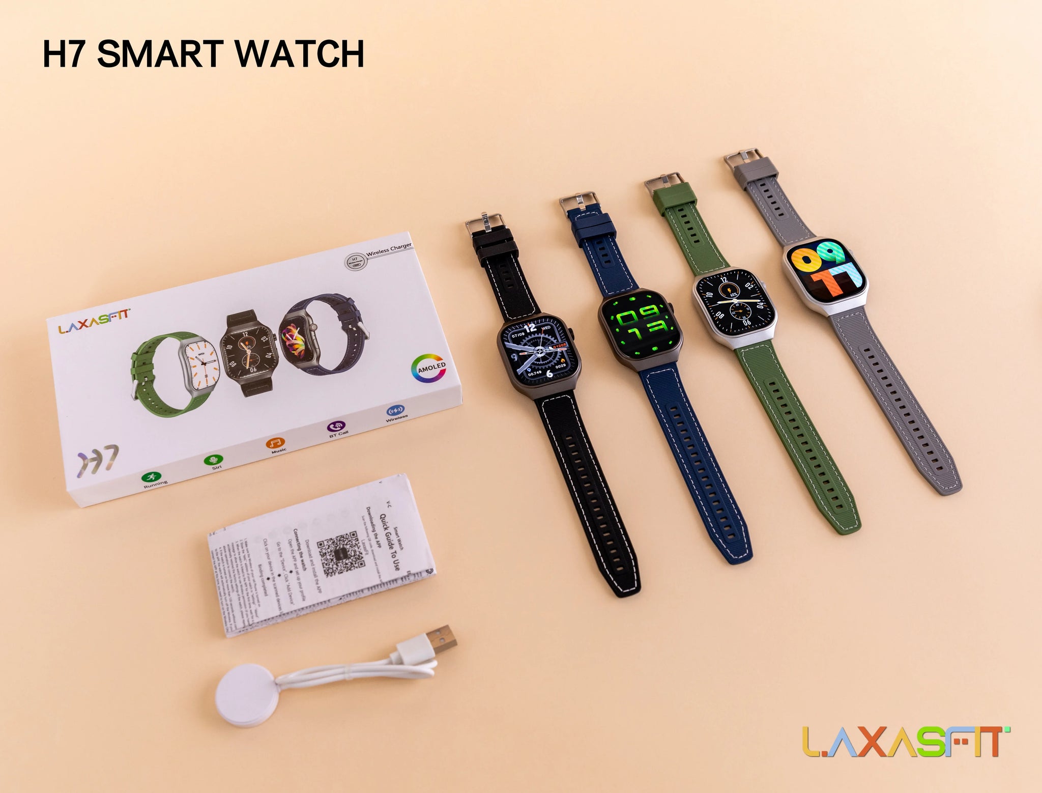 Laxasfit H7 Curved Smartwatch – 2.01” Display, Bluetooth Calling & Health Tracking