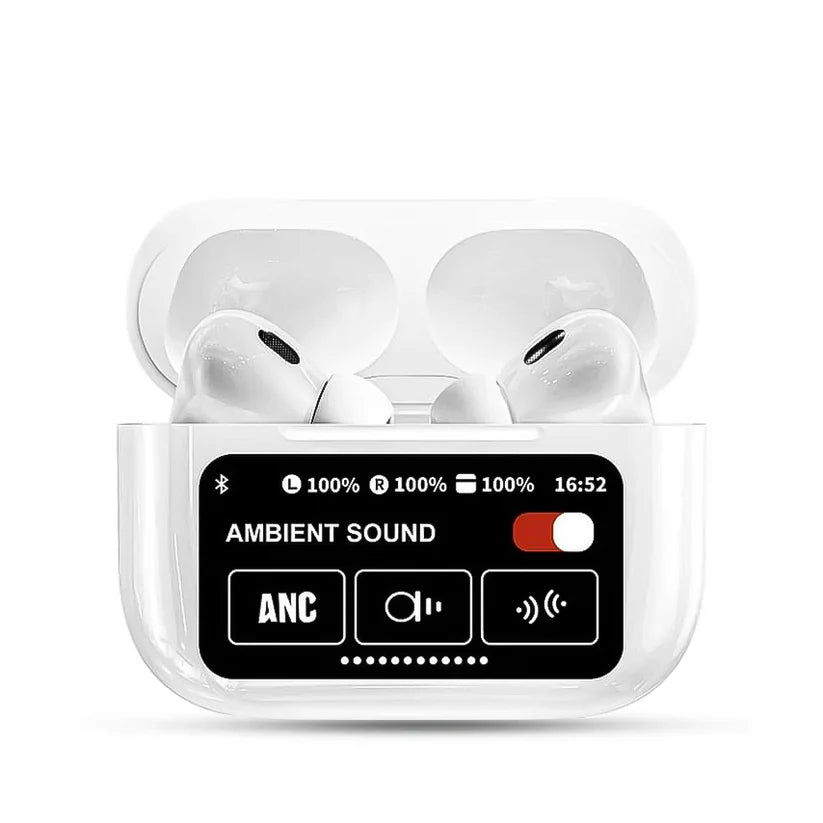 A9 Pro Wireless Earbuds with ANC/ENC, LCD Display – Bluetooth 5.3 with Mic