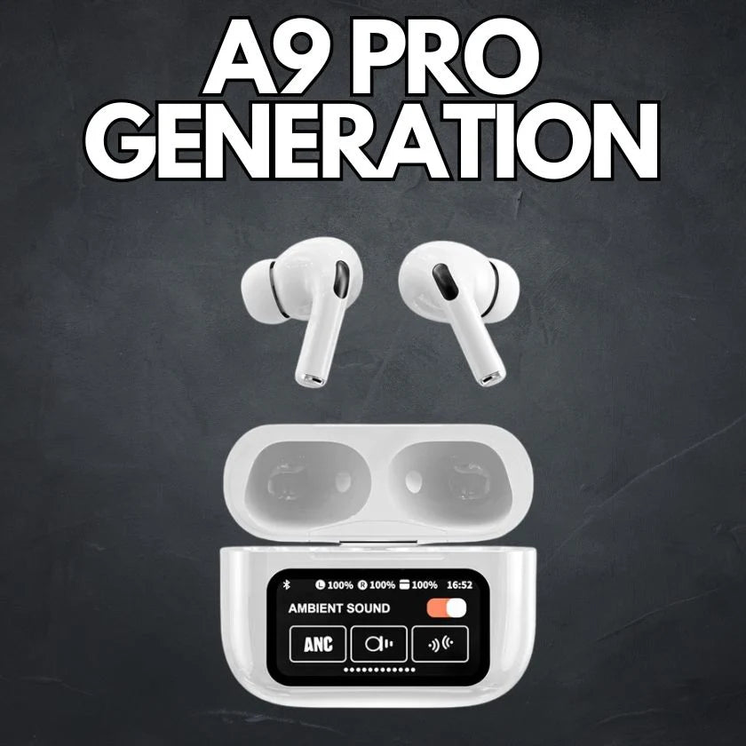 A9 Pro Wireless Earbuds with ANC/ENC, LCD Display – Bluetooth 5.3 with Mic