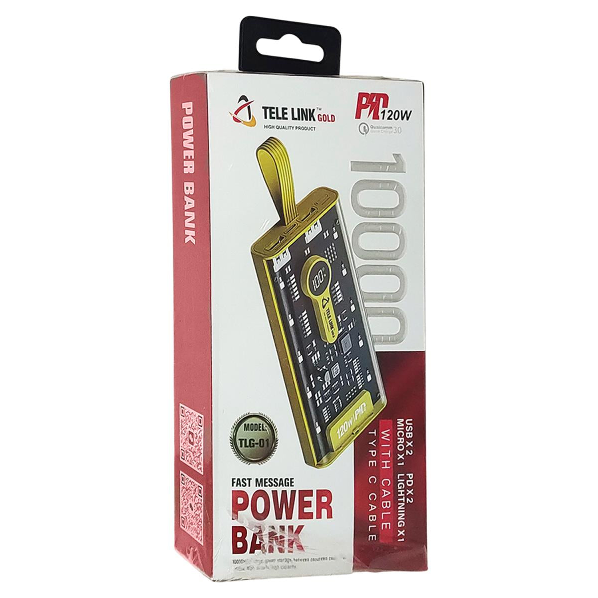 TELE LINK 10000mAh Power Bank – Multi-Port Fast Charging Portable Charger with LED Light | Compact Travel Power Bank