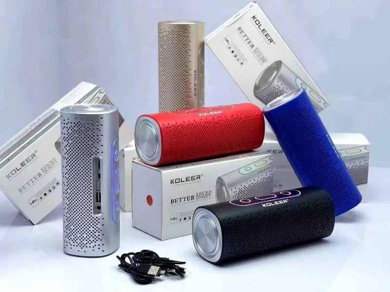 Koleer S819 Bluetooth 5.0+EDR Portable Speaker – Deep Bass, 1200mAh Battery, FM Radio, USB/TF/AUX Support (Silver)