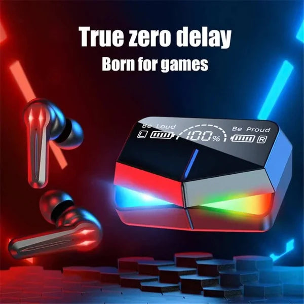M28 Gaming Earbuds with LED Display – Bluetooth 5.1, Low Latency, 2000mAh Case, Noise Cancelling & Dual Mode