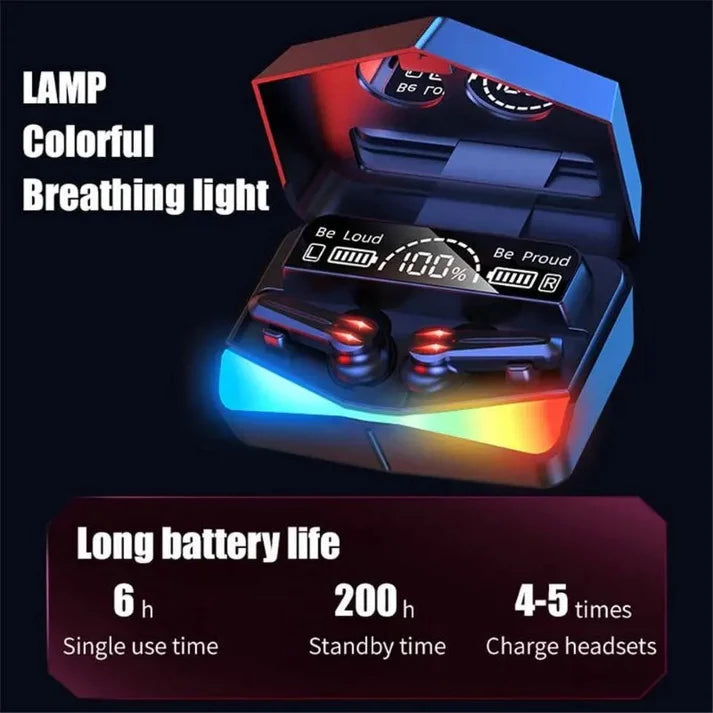 M28 Gaming Earbuds with LED Display – Bluetooth 5.1, Low Latency, 2000mAh Case, Noise Cancelling & Dual Mode